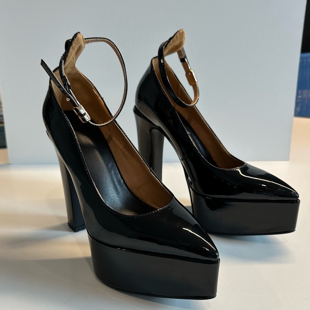 Black Platform Heels with Ankle Strap